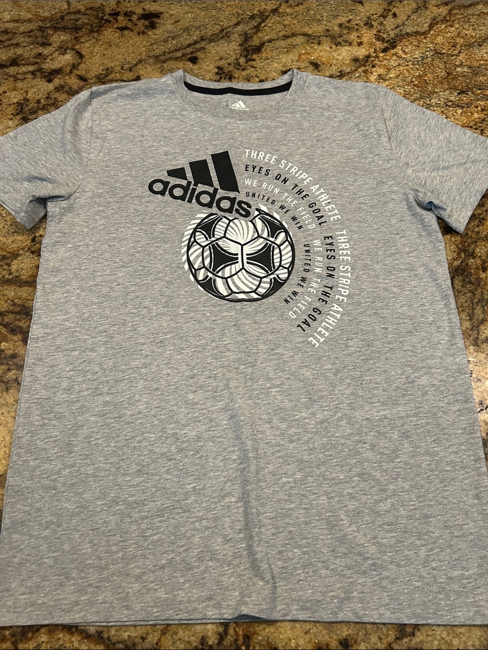 NWOT adidas Gray Short-Sleeve Soccer Graphic Tee
